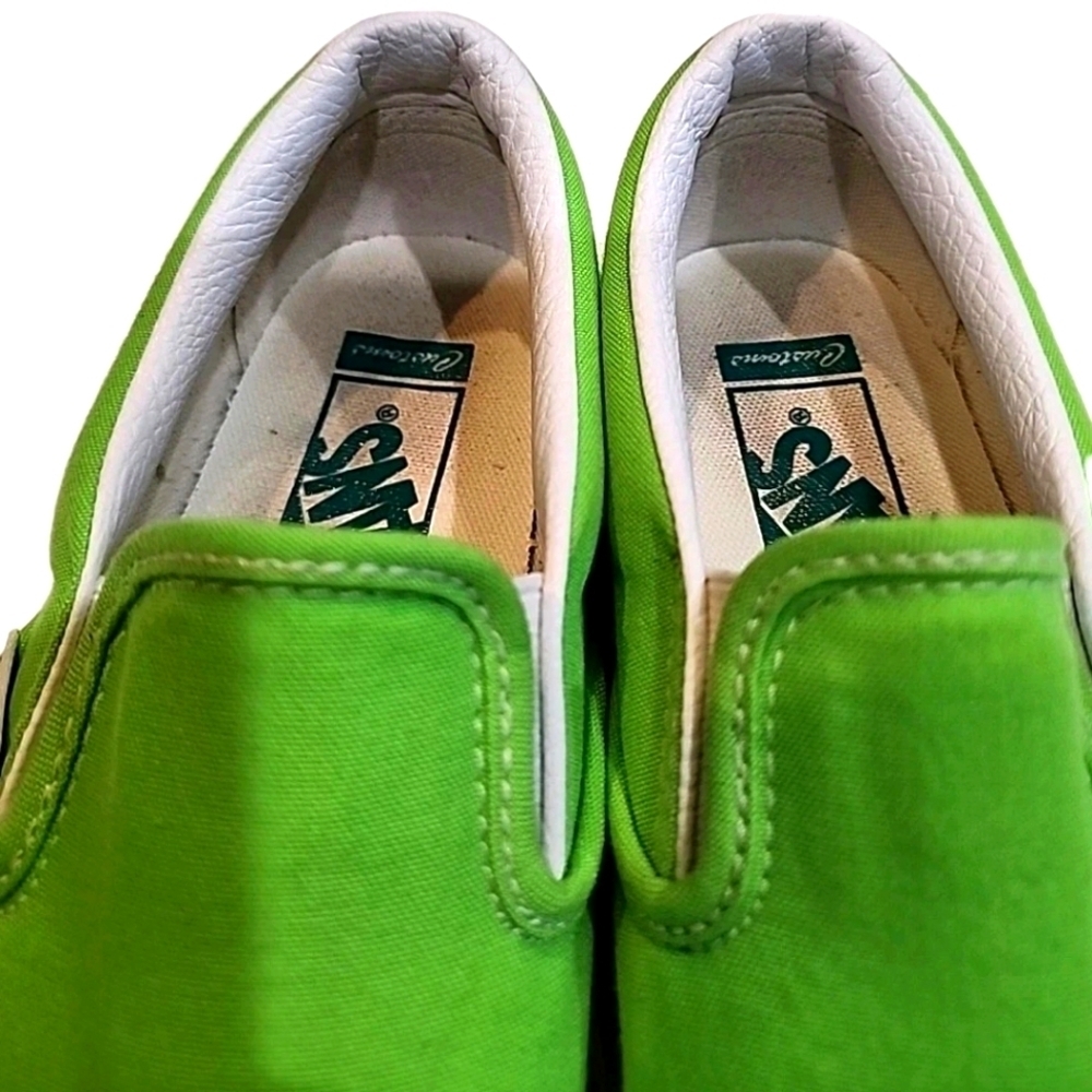 Vans Classic Slip On Canvas Sneakers Shoes Gecko Neon GreenSize 5 Men, 6.5 Women - Picture 4 of 9